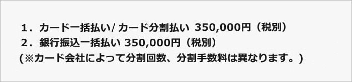 カード一括払い 350,000円(税別)